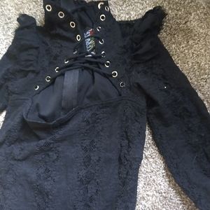 Rare lip service black lace dress  with neck detail.